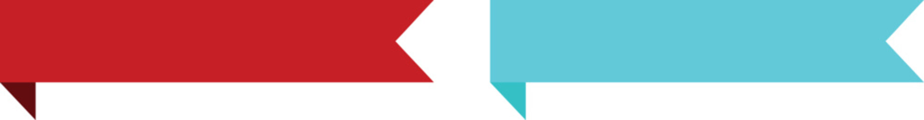 Obraz premium Red banner ribbon strip with flat bent design icon set. Banner, label, and button style. Red ribbon decoration shape, isolated on a transparent background. Suitable for use on websites and brochures.