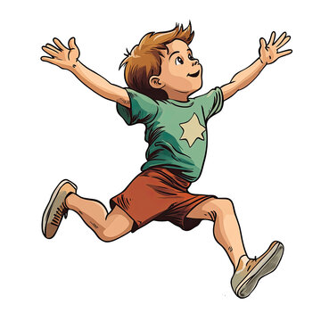 An illustration of a kid running