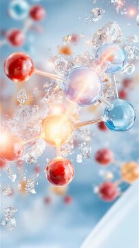 Iodine Molecules Activating Cellular Metabolism in Molecular Matrix Scientific Visualization