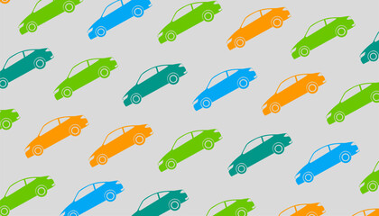Car Seamless Pattern Design. Repeating Vehicle Illustration. Graphic Surface Background