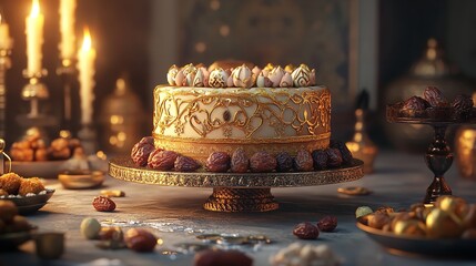 cake with dates on Ramadan cake