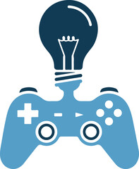 A blue game controller with a dark blue light bulb on top © PrimeVisuals