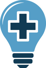 Obraz premium Light blue medical cross light bulb