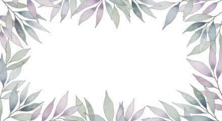 Obraz premium Watercolor Leaves Border - Soft Pastels