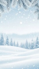 Fototapeta premium Snowfall Landscape with Pine Branches