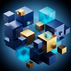 Obraz premium Floating Cubes Abstract.