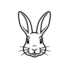 Obraz premium Line art illustration of a rabbit head with expressive features and long ears