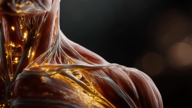 Neck Muscle Relaxation With Magnesium Particles And Bloodstream Medical Anatomy Visualization