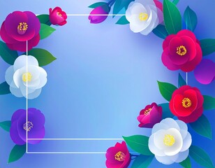 椿フレーム背景素材