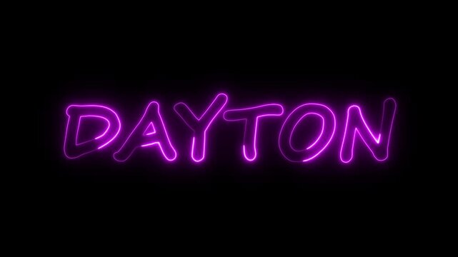flickering neon clayton text animation. neon sign that flickers and glows with CLAYTON