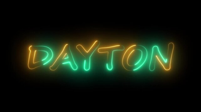 flickering neon clayton text animation. neon sign that flickers and glows with CLAYTON