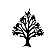 Obraz premium Stylized black silhouette of a deciduous tree with intricate branches.