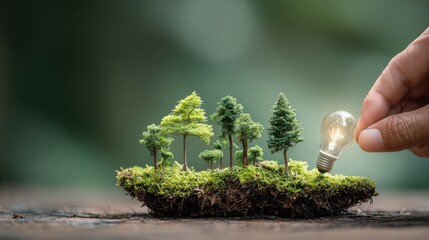 Fototapeta premium Awareness of sustainable innovation emphasizes the role of design, innovation, and technology in creating efficient, eco-friendly solutions for the future. 