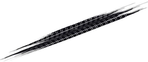 Tire tread marks, wheel textures, tire marks - car racing, motocross, drift, rally, off-road and others. Vector black isolated texture in grunge style eps 10 © fathor