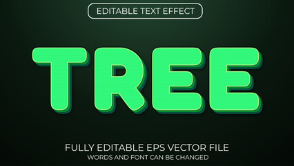 Naklejka premium Tree editable 3d text effect vector typography style