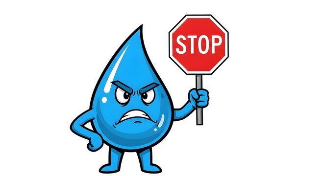 World water day cartoon droplet protests water pollution and conservation