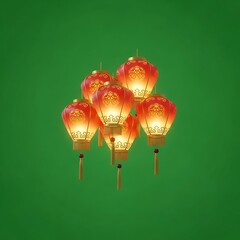 Obraz premium Glowing red lanterns hang freely