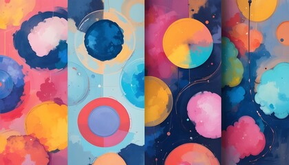 Kids pastel pop art wallpaper pack with Art Deco retro geometric shapes