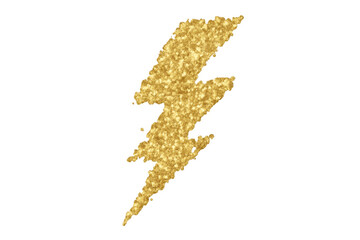 Obraz premium Gold glitter lightning bolt symbol with transparent background
