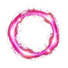 luminous glowing pink circle with sparkling light flare isolated on transparent background, png