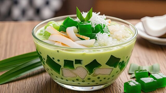 Buko Pandan Dessert in Glass Bowl