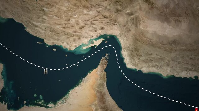 Geopolitical Map Animation of Global Oil Trade Path through the Persian Gulf