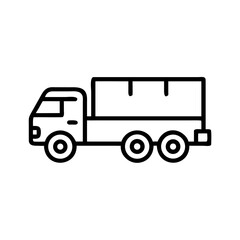 Fototapeta premium Line art illustration of delivery truck in profile view 