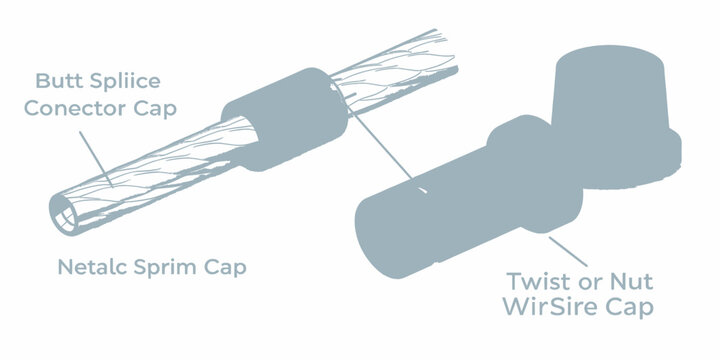 Wire Connector Caps and Splices, Netalc Sprim Cap, Butt Splice, Twist Cap Illustration