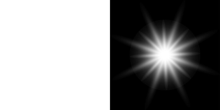 Bright radiant flash star glow beam Light effect sun light with lens flare effect. Overlays sunrays transitions lens flare light leaks and glare in PNG format sunlight special lens flare light effect