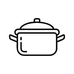 Obraz premium Kitchen pot with lid in simple line drawing style 