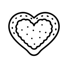 Obraz premium Heart-shaped cookie with frosting and sprinkles in outline design 