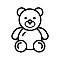 Outline drawing of a teddy bear plush toy in simple style  