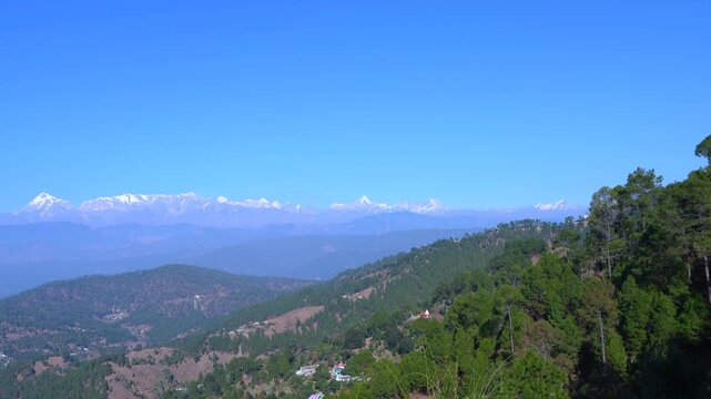 Peaceful Kausani Hills with Himalayan Range, Scenic Nature Landscape Video from Uttarakhand India