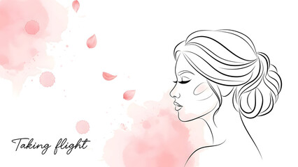 Elegant woman portrait with floral elements