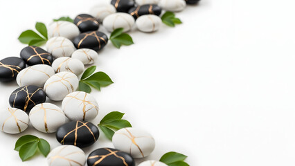 Decorative beaded garland with green leaves