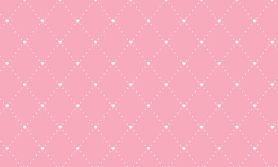 チューリップの花マークから広がるひし形の点線のアンティークな格子柄