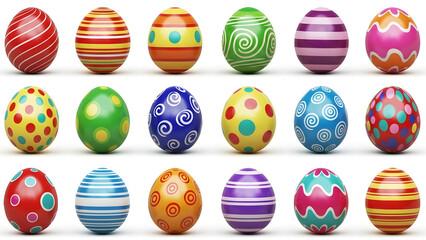 Vibrant easter eggs with diverse patterns and colors