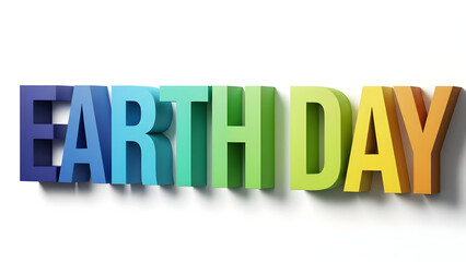 Vibrant 3d earth day logo with colorful letters