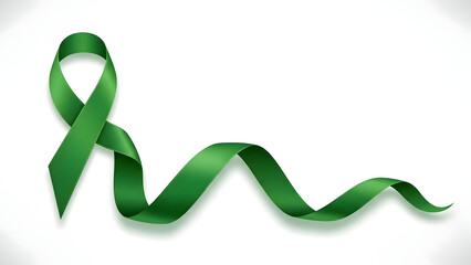 Green ribbon awareness symbol for mental health and wellness