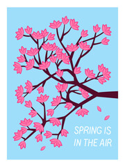 Card with pink cherry blossom branch