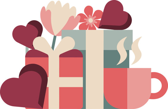 Woman Meditation Hearts Self-Love Calm Romance Valentine Illustration Peace Balance