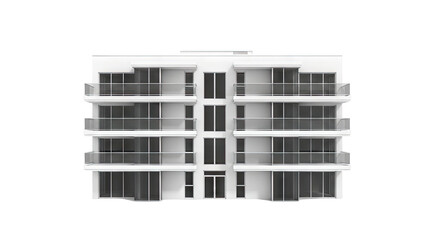 Modern White Apartment Building with Glass Balconies