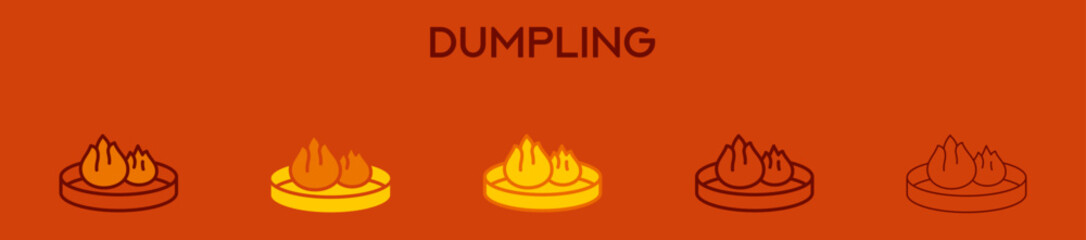 Dumpling Element For Design Graphic - Multi Styles. Vector Illustration Of Two Colored And Black. Multiple Icons Designs Can Be Used For Mobile, Ui, Web 