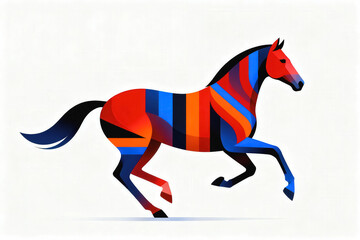 Obraz premium Abstract Geometric Horse Illustration with Bold Colors