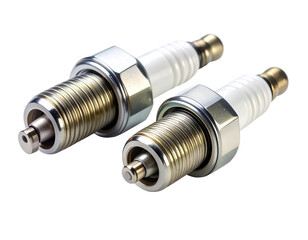 Pair of New Spark plugs isolated on white background 