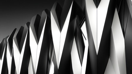 Monochrome Geometric Triangular Wave Patterns in Abstract Design.