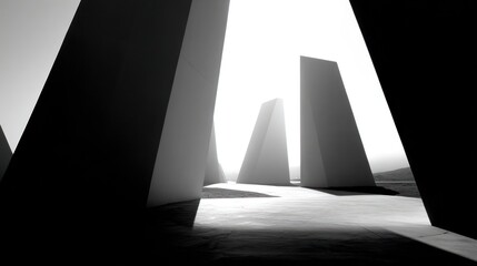 Monolithic Archways and Light Through Stark Architecture.