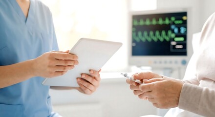 Fototapeta premium Clinician giving medication during Chagas disease treatment consult