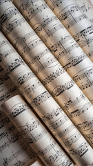 Open sheet music with musical notes on lined pages.