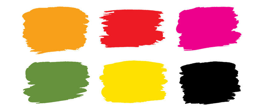 Vector colorful paint brush spots collection of artistic grungy